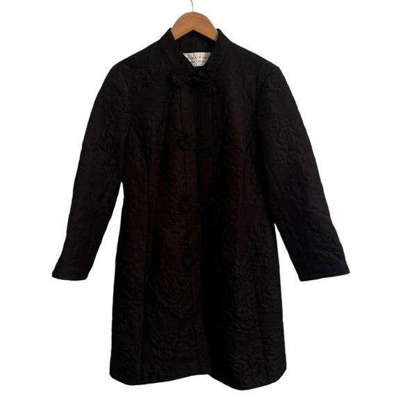 Trina Turk Jacket Women S/M Black 100% Silk Quite Luxury Floral Minimal - Picture 1 of 7